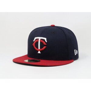 New Era 59Fifty Men's Minnesota Twins Navy Blue Red On Field Road Fitted Hat